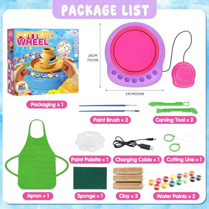 Weilim Pottery Wheel for Kids Beginners, Air-Dry Clay & Paint Kit Ages 6-12 - color: Purple