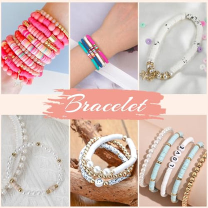 Lynnmos Clay Beads Bracelet Making Kit - 15000 Pcs, 6mm Heishi Disc Beads - DIY Jewelry Making Kit with 2 Boxes, Charms, and Gift Pack for Creative Designs and Crafting Fun - color: Multicolor Deluxe