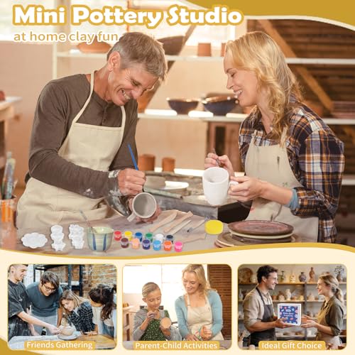 Texilo Air Dry Clay Kit for Adults, Pottery Starter Tools for Beginner, DIY Painting Making Set with Clay,Paints,Sculpting Tools,Varnish, Guide, Christmas Birthdays Gift for Arts Crafts Lover at Home