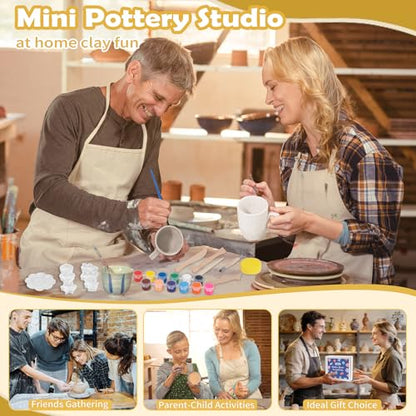 Texilo Air Dry Clay Kit for Adults, Pottery Starter Tools for Beginner, DIY Painting Making Set with Clay,Paints,Sculpting Tools,Varnish, Guide, Christmas Birthdays Gift for Arts Crafts Lover at Home