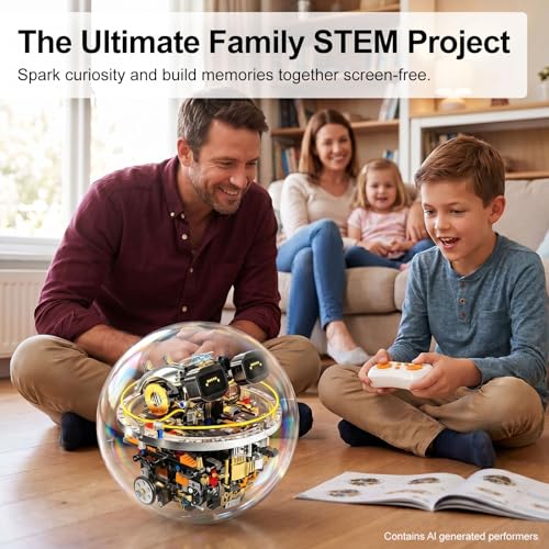 STEM Robot Building Kit, 804PCS APP & Remote Control Spherical Robot Ball Toy for Kids Ages 8-12 14+, Mechanical Building Blocks Set, Cool RC Toy with 17 LED Expressions, Cyberpunk Gifts