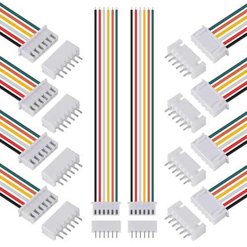 ACEIRMC 10Pairs JST-XH Connector Kit, XH 2.54mm 6 Pin Header Male and Female Connectors Plug Adapter with Flat Wire Cable 200mm 26AWG Compatible with JST XH (6P) - color: 6P