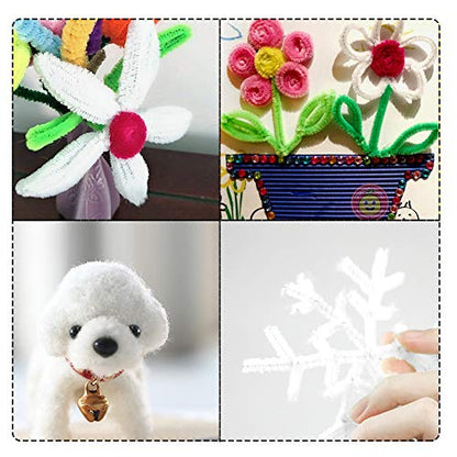 100 Pieces Pipe Cleaners Craft Chenille Stem White Pipe Cleaners - color: White