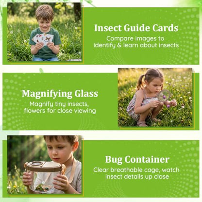 9 Pcs Bug Catcher for Kids, Outdoor Kids Explorer Kit with Magnifying Glass Butterfly Backpack & 6 Bug Catching Accessories, Outdoor Explorer Kit Nature Exploration Toys STEM Gift for Boys Girls 3-12