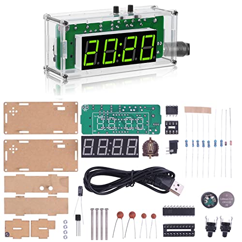 MiOYOOW DIY Digital Clock Kit, 4-Digit Alarm Clock Soldering Practice Kit - color: 4 Digit Multifunctional Clock Kit