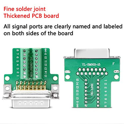 2PCS DB15 Solderless Serial to 15 pin Terminal Male Female Adapter - style: Male+Female
