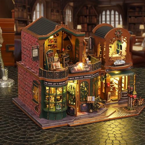 Plustopoy DIY Miniature House Kit, Bookshop Book Nook for Adults - style: Twilight Bookstore