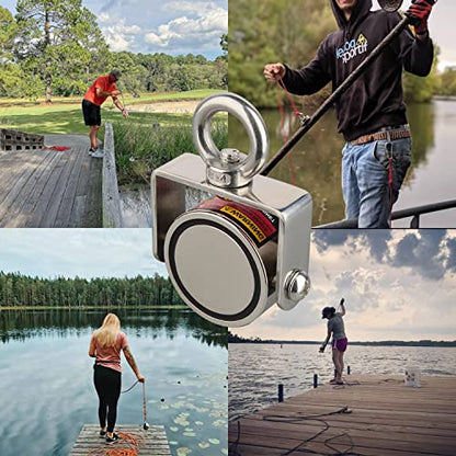 MUTUACTOR 960lbs Φ2.36'' Double-Sides Heavy Duty Swivel Magnet Fishing Kit - style: 960lb Swivel Magnet (Double Sided)--Φ 2.36"