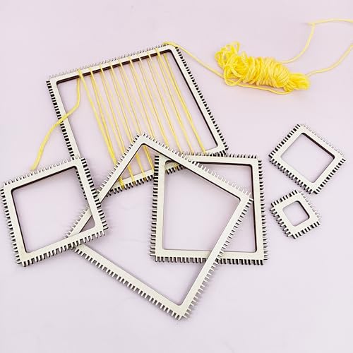 alinacutle 1 Set Weaving Loom Kit Small Weaving Loom for Beginners Wooden DIY with Wooden Stick (Square Weaving Loom Kit) - color: Square Weaving Loom Kit