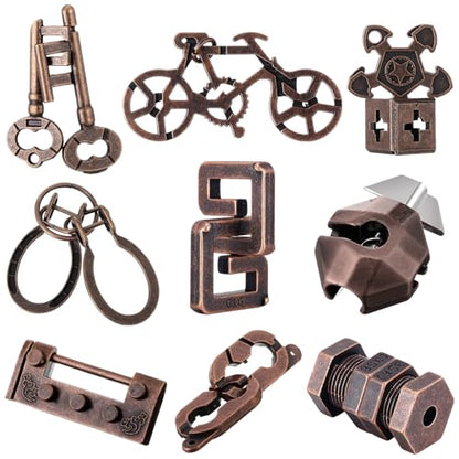 Wettarn 9 Pcs Metal Brain Teasers 3D Steel Puzzle Set, Elegant Style - style: Elegant Style