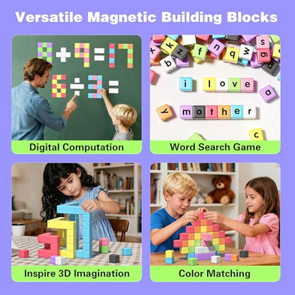 Apluses Magnetic Blocks for Toddlers 3+ Gift for Boys Girls - color: 64 Pcs