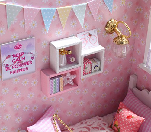 DIY Miniature Dollhouse Kits - Wooden Mini Model House with LED Lights, Tiny Furniture & Accessories – Craft Building Kits for Teens & Adults -Sunshine Princess - style: Sunshine Princess