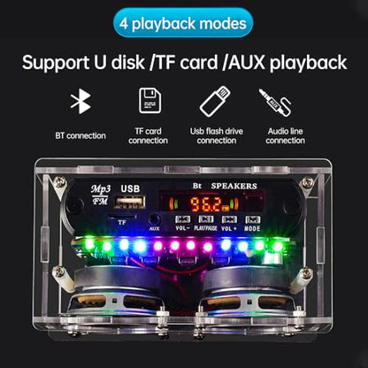 Diymore DIY Bluetooth Speaker Kit Radio Soldering Practice Kit,Dual Speakers & Remote Control,for TF/AUX/Bluetooth/USB Support,for Home and School Education Gifts for Women Men Mom Kids