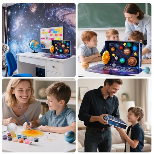 Pllieay 3D Solar System Model Kit, Solar System Kit with Display Box