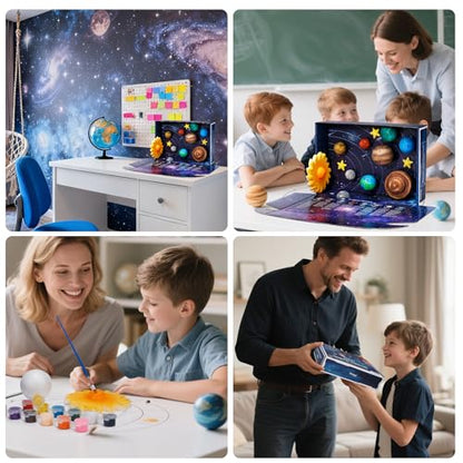 Pllieay 3D Solar System Model Kit, Solar System Kit with Display Box