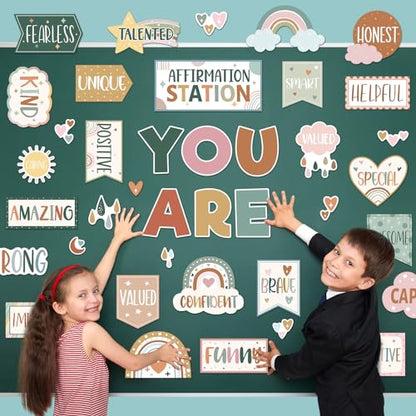 45pcs Boho Affirmation Station Bulletin Board Set Classroom Decor - style: Boho