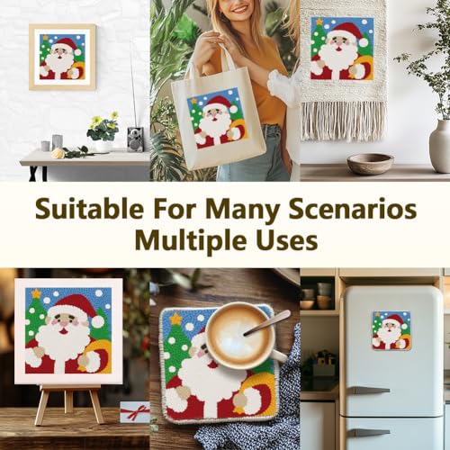 DOODLREAM Christmas Santa Claus DIY Punch Needle Embroidery Kit for Adult Beginner, 9.4" Punch Stitching Craft Set for Starter with Frame, Fabric Pattern, Threader, Yarn, Pinch Needle - color: Santa Claus