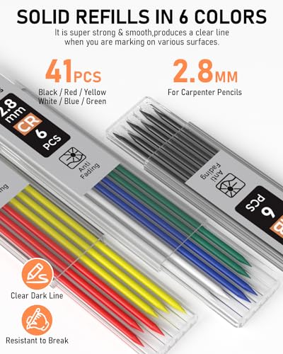 Nicpro Carpenter Pencil with Sharpener, 5 Pack Pencils for Construction - size: 5 PACK