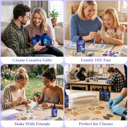 FUHITIM 400g UV Resin Kit with Light,Resin Kits for Beginners - color: 400g Colors