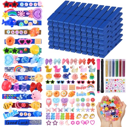 JOICEE 80 Set Cheer Pins Spirit Clips DIY Cheer Clothes Pins Kit - color: Blue