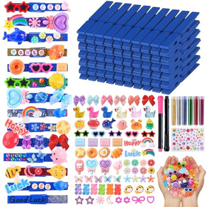 JOICEE 80 Set Cheer Pins Spirit Clips DIY Cheer Clothes Pins Kit - color: Blue