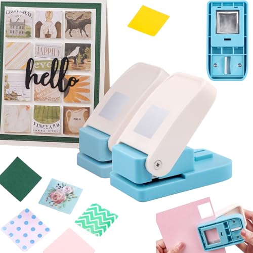 BAOFALI 2Pcs/Set 1 Inch Square Punch Lever Action Craft Punch Making 1X1 inch Equilateral Square for Paper Crafting Scrapbooking DIY Card Making Arts Crafts Supplies - color: 2Pcs 1 Inch Square Punch Set