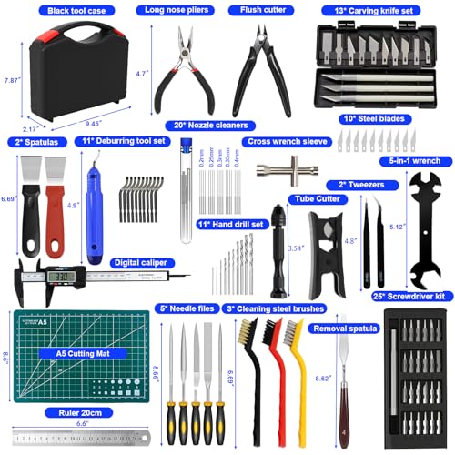 112 Pcs 3D Printer Tools Kit, 3D Printer Accessories for Cleaning,Finishing - color: 112PCS