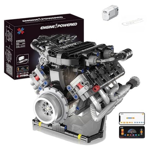 V8 Engine Building Kits that Runs with Motor & APP Controls,715+Pcs