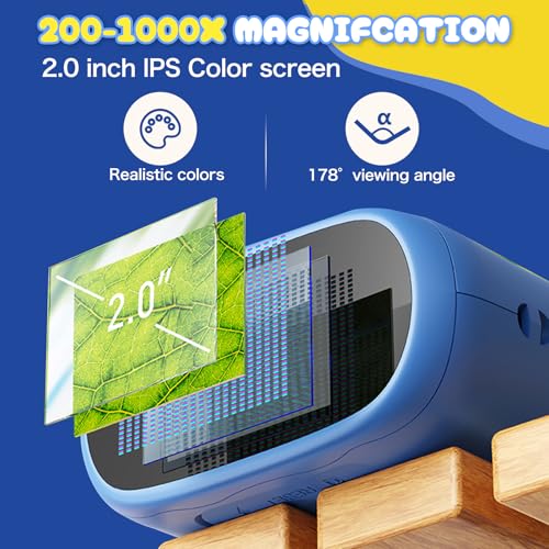 2 in 1 Microscope and Telescope, 4K 2.0" Screen, 1000X Microscope for Kids
