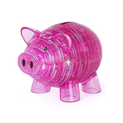 3D Crystal Pig Puzzle, Functions as a Piggy Bank, Crystal Puzzle Brainteasers for Puzzlers Ages 16 and Up, 94PCS (Pink) - color: Pink-pig