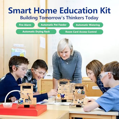 ACEBOTT 5-in-1 ESP32 STEM Smart Home and School Education Kit Compatible with Arduino, STEM Robotics Science Kits for Students Age 12+, Engineering Projects STEAM Activities Gifts 12-16 Year Old - color: 5-in-1 Esp32 Stem Education Kit