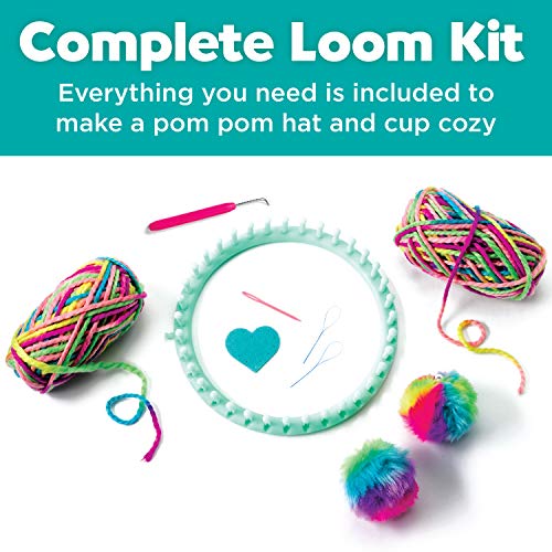 Creativity for Kids Quick Knit Loom Kit - Knitting Kit for Kids, Make Your Own Pom Pom Hat and Accessories, Knitting Loom Crafts for Kids - style: Hat & Cup Cozy