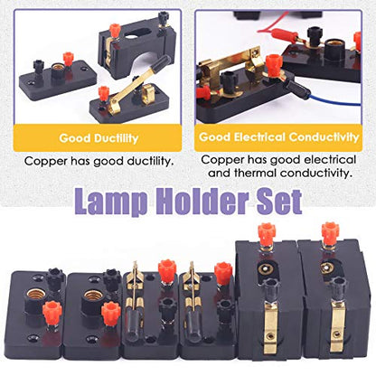 Swpeet 22Pcs Labs Physics Experiment Basic Beginner Circuit Kit, Including Interconnect Circuit Wire, D Battery Holder, Single Pole Single Throw Switch and Miniature Bulb Holder with E10 White Bulb - style: Labs Physics Experiment Kit