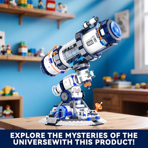 Space Telescope Building Set with Lighting, Models Kits for Adults and Teens to Explore The Solar System and Starry Skies, STEM Birthday Holiday for Space Enthusiasts, Kids 8+ (995 PCS) - color: Blue
