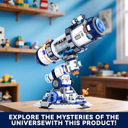 Space Telescope Building Set with Lighting, Models Kits for Adults and Teens to Explore The Solar System and Starry Skies, STEM Birthday Holiday for Space Enthusiasts, Kids 8+ (995 PCS) - color: Blue