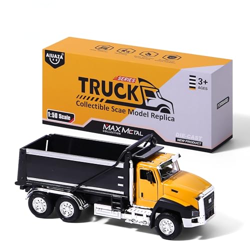 AIUAZA 1/50 Ratio die-Casting Engineering Construction Vehicle, Dump Truck, Excavator, Mixer, Alloy Collection Model car, Boy's Door Opening Pull Back car Toy (Dump Truck) - color: Dump Truck