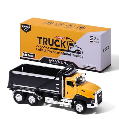 AIUAZA 1/50 Ratio die-Casting Engineering Construction Vehicle, Dump Truck, Excavator, Mixer, Alloy Collection Model car, Boy's Door Opening Pull Back car Toy (Dump Truck) - color: Dump Truck