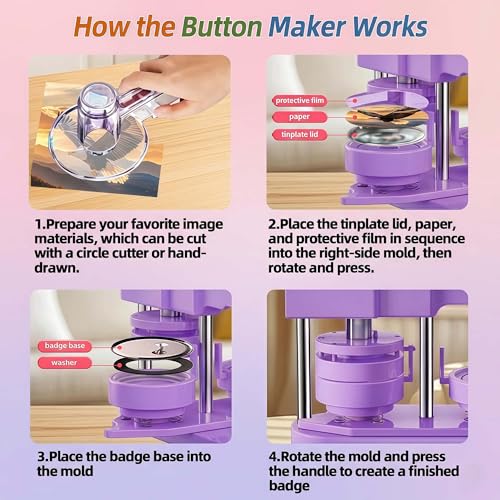 Freeingbag 58mm Button Maker Machine Kit, Installation-Free Button Pin Maker & Pin Maker Machine with 100 Sets Supplies, Circle Cutter & Bonus DIY Accessories for Badges, Crafts & School Projects - color: Green