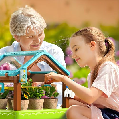 EXBEPE Kids Plant Growing Kit Greenhouse Growing Set with Drip Irrigation System and Grow Light Science Educational DIY Indoor Plant Gardening Toy for Kids