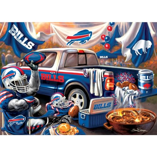 MasterPieces NFL Buffalo Bills Puzzle 1000 Piece Jigsaw Puzzle, Officially Licensed Tailgate Collection Artwork, Premium Random Cut Design, Vibrant Team Graphics, Eco Friendly Materials for Fans - style: Buffalo Bills
