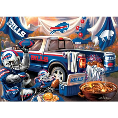 MasterPieces NFL Buffalo Bills Puzzle 1000 Piece Jigsaw Puzzle, Officially Licensed Tailgate Collection Artwork, Premium Random Cut Design, Vibrant Team Graphics, Eco Friendly Materials for Fans - style: Buffalo Bills