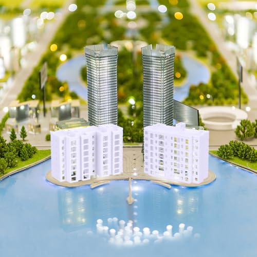 Vaguelly Miniature Apartment Building Model 4 Pack Plastic Dollhouse Accessories for DIY Miniature Buildings Architectural Models Sand Table Layouts Tabletop Decor 2.99 X 1.37 X 0.82 in