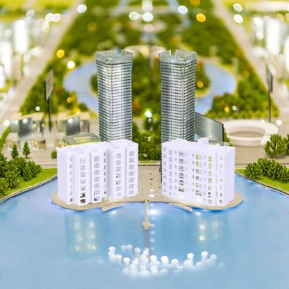 Vaguelly Miniature Apartment Building Model 4 Pack Plastic Dollhouse Accessories for DIY Miniature Buildings Architectural Models Sand Table Layouts Tabletop Decor 2.99 X 1.37 X 0.82 in