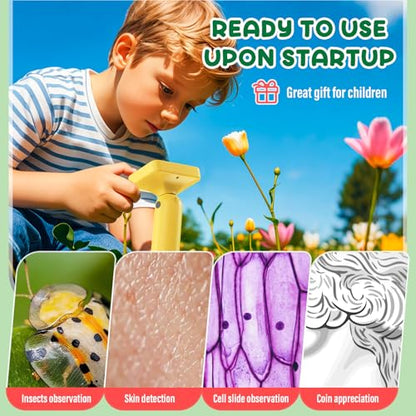 IMICHI Microscope for Kids 50X-1000X 2 inch IPS HD Screen, 32GB Storage Card, 1080P Video, 2-Hour Battery Life, Easy Carry, Slides Included - Perfect Science Kit Gift for Kids Ages 8-12 Yellow - color: Yellow