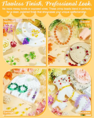 1950 Pcs Jewelry Making Cord End Kit,Crimp Tube Beads with Organizer Box,Includes Crimp Beads, Cover, Lobster Clasp,Jump Ring,Wire Guardians,Crimping Pliers & Beading Wire for Bracelets Necklace