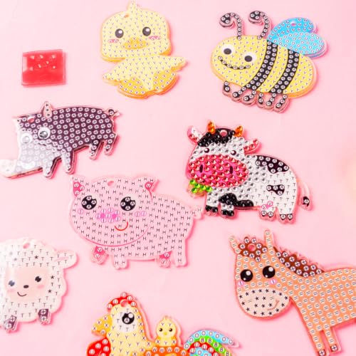 Labeol Diamond Art Kits for Kids with 5D Diamond Creat Your Own GEM Keychains Arts and Crafts for Kids Ages 8-12 Christmas Stocking Birthday Gifts for Kids 6+ - style: Farm