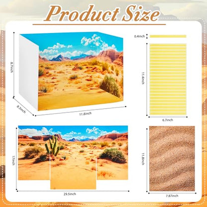 AmazingSpark 2 Set Desert Habitat Diorama Box and Sand Decor, Desert Diorama Project Supplies Set, Cardboard Display Case Kit & Sand Sticker with Double Sided Tapes for DIY Crafts - style: Desert