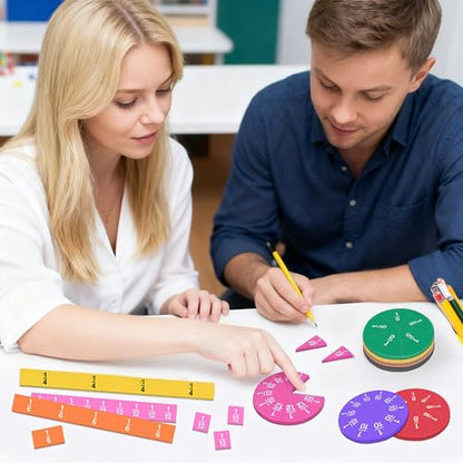Meetory 102 Pcs Magnetic Fraction Tiles & Fraction Circles, Math Manipulatives for Teacher Learning Educational Resources Early Math Skills - color: 102 Pack