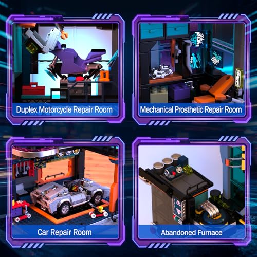 Cyber-Punk House Building Set for Adult, City Repair Station Model