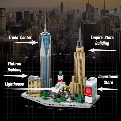 Architecture New York Skyline Building Set 3D Collection Model, Iconic Empire State Building Model Home Office Décor, Unique Collectible Gift for Adults Travel or Architecture Enthusiasts - style: New York Skyline
